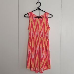 Epic Threads Neon Ikat Zig Zag Print Tank Dress Size XL Plus Pink Orange Yellow